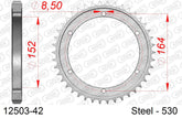 Corona AFAM 12503-42 in acciaio passo 530 YAMAHA SR 500 1978  -1990